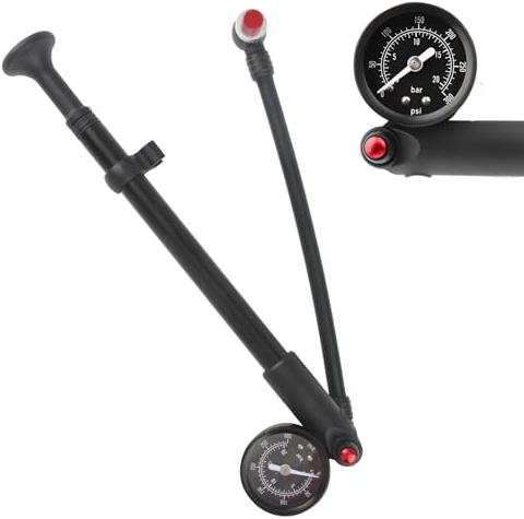 Vaskula Pompe a Velo Max 300 PSI Mini Pompe Velo avec Manomètre Un Amortisseur Pneumatique Voiture Portabilité Petite Taille pour Vélos VTT Vélos électriques Pneu