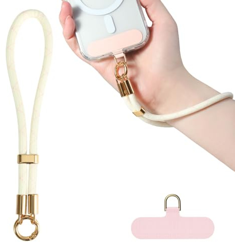 Niunisi Phone Wrist Strap, with Tether Tab Adjustable Phone Lanyard Anti-Theft Phone Strap for Cellphones, Keychains and More, Pink