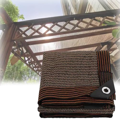 Red de sombreado para invernadero resistente a los rayos UV con ojales, 70 % de tela para jardín, pérgola, flores, plantas, tela en color marrón (tamaño: 6 x 15 m)