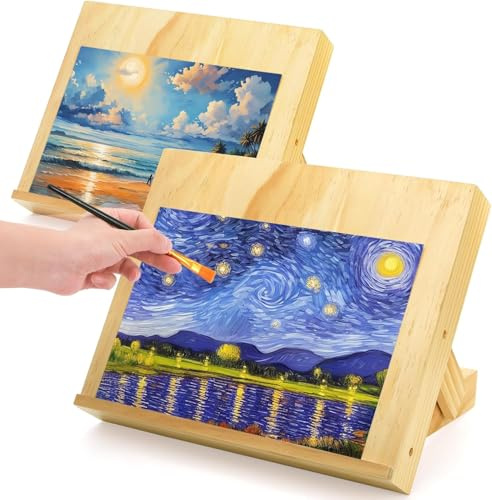DEAYOU 2 Pack Tabletop Easel for Painting, Adjustable Wooden Art Easel Stand, Portable Drawing and Sketching Board for Canvas, Book, Artwork, Drafting, Adults, Artist, Beginner, 13.8x11.4