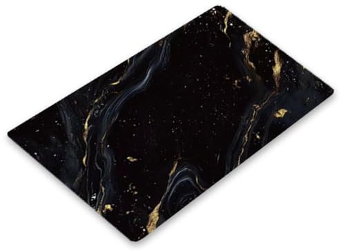 Ceranfeldabdeckung 30x52cm Herdabdeckplatten Induktion Herdschutz Deko Glasplatte Schneidebrett Sicherheitsglas Spritzschutz 1848 (Schwarzer Marmor)
