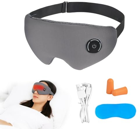 Heated Eye Mask – Rechargeable Fabric Eye Mask with Hot & Cold Compress, Adjustable Temperature & Timer, Washable Cover Sleep Eye Masks, Eye Massager with Heat for Home, Office & Travel