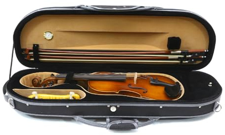 MJMLUCK 4/4-Vollgröße Oxford-Geigenkoffer, leicht, mit Riemenaufhängung, Hartschalenkoffer für Violine, langlebig, professionelle Geigenbox (schwarz), case-60-hei-MN (schwarz)