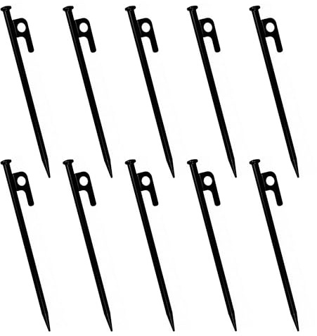 10Pack Tent Stakes Heavy Duty Camping Stakes for Camping 12inch Steel Metal Tent Pegs Unbreakable and Inflexible