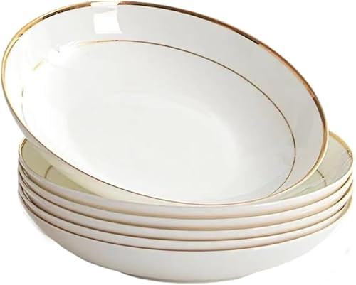 Sunjiyan Ensemble de 6 bols à pâtes en céramique blanche Assiettes à dîner en porcelaine Bols à soupe 20 cm Vaisselle de cuisine