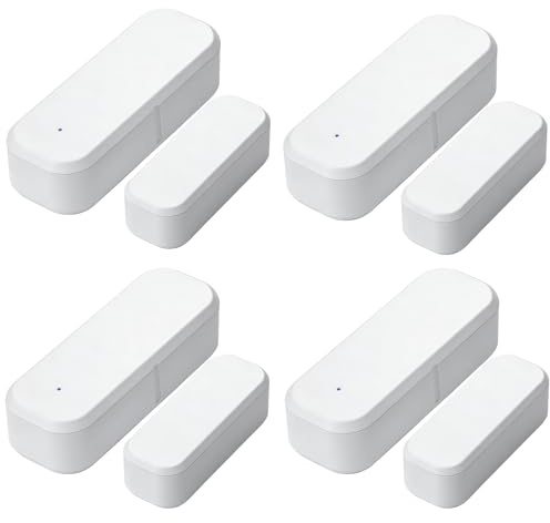 4 Stücke Fensterkontakt Smart Home, Kompatibel mit Alexa & Google Assistant, Tuya WiFi Fenstersensor Alarmanlage, Kabellos & Klebefrei für Tür/ Fenster/ Schrank