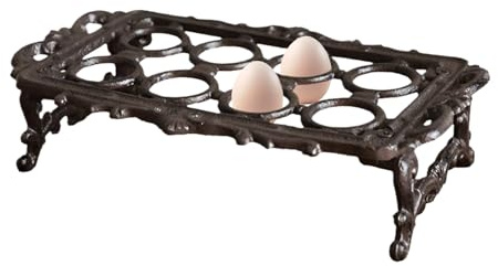 Huevera - Soporte decorativo de hierro fundido | Huevera de hierro fundido de alta resistencia | Para cocina rústica, apartamento, dormitorio, restaurante, Navidad y Pascua
