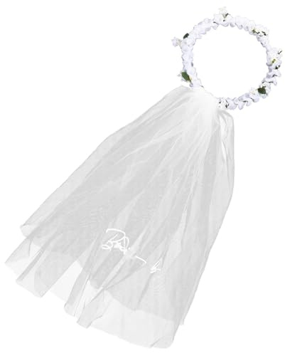 Blumenkranz mit Schleier Weiß Eleganter Brautkopfschmuck | Hochzeitsblumenkranz, Zarter Blumenkranz Schleier für Fotoanlass und Brautparty, Halloween Party