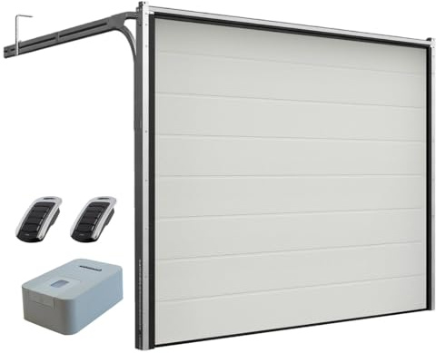 DoorHan Porta sezionale da garage con operatore e trasmettitore manuale | Per l'auto montaggio | Dimensioni selezionabili | 5 Colori (2580 x 2280, RAL 9010 Bianco)