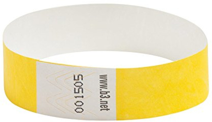 SICURIX Security Wrist Bands - Waterproof & Sequentially Numbered for Events, Parties, and Admission Control | Yellow, (100/pk, Pack of 3)