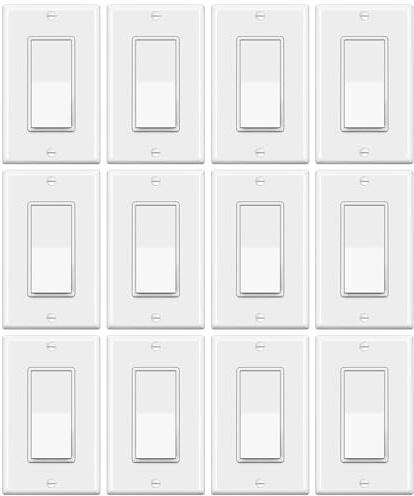 ELECTECK 12 Pack Single Pole Rocker Light Switch, 15A 120/277V, Wallplate Included, UL Certified
