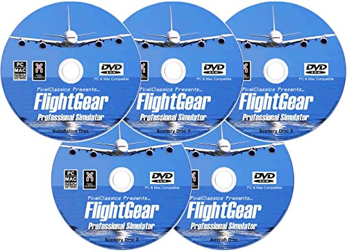 Flight Simulator 2023 X Premium DELUXE Edition FlightGear Sim 5 Disc DVD CD Set Compatible with Microsoft Windows PC, Mac, all joysticks flight controls & yoke | 600+ Aircraft & FULL World scenery!