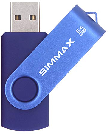 SIMMAX Chiavetta USB 64GB Pen Drive Girevole USB 2.0 Unità Memoria Flash (64GB Blu)
