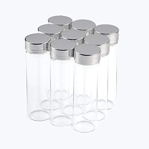 12pcs 50ml Botellas de Vidrio Transparente Con Tapa de Aluminio Plateado
