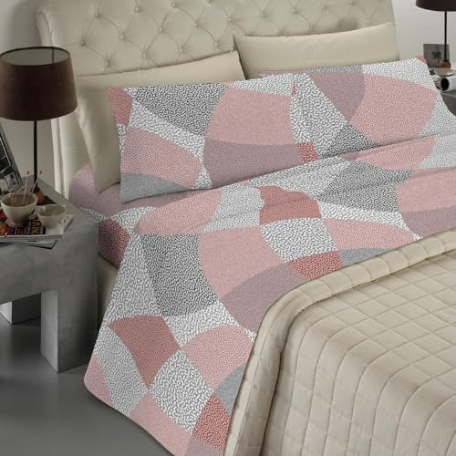 Banzaii - Completo Lenzuola Singolo In Microfibra Made In Italy Con Angolo h 30 cm Francesca Rosa
