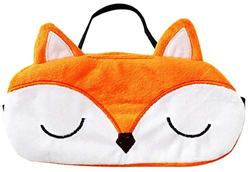 Ulife Mall Nette 3D Fuchs Flauschige Tier Augenmaske für Schlaf Reisen Atmungsaktiv Eyeshade Augenabdeckung Augenblende Schlafmaske Erwachsene, Orange