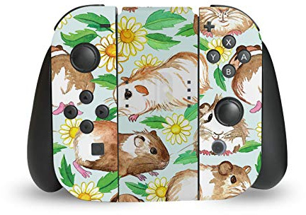 Head Case Designs Offizielle Micklyn Le Feuvre Guinea Pigs and Daisies In Watercolour On Mint Kunst Mix Vinyl Haut Gaming Aufkleber Abziehbild kompatibel mit Nintendo Switch Joy-Con Controller