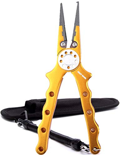CRAZY SHARK CrazyShark Professionelles Salzwasser/Süßwasser Aluminium Angelzange Angelschnurschneiden mit Scheide und Lanyard