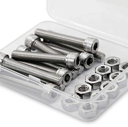 M8*70mm 10 Stück Innensechskantschraube und Mutter Kombinationsbox 18-8 Edelstahl Zylinderschrauben mit Innensechskant