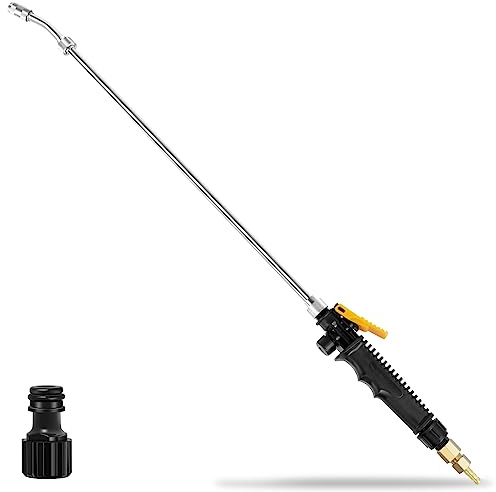 72cm Sprühstab mit Absperrventil und 2 Schlauchschellen Sprühlanze für 0,95cm Schläuchen Verstellbarer Sprühstab Verlängerung zur Reinigung von Autos Gärten Häusern