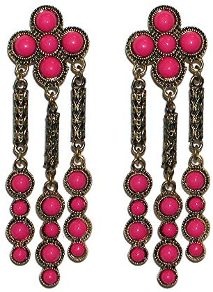 PENDIENTE DE FLAMENCA CON TRES COLGANTES (FUCSIA)