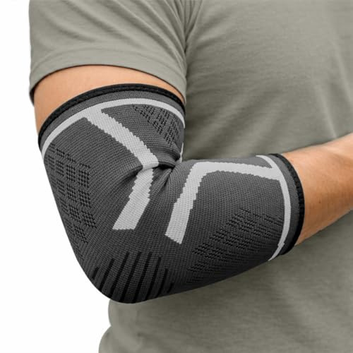 360 RELIEF Codera Epicondilitis Hombre y Mujeres, Codo de Tenista | 1x Coderas para Tendinitis, Deportiva, Golfista, Protección Codo Adecuada para Izquierda/Derecha Brazo S Gris