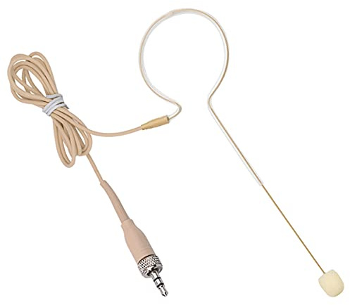 XGWTH Headset Microphone Single Ear Earset Headworn Over Ear Hanging Condenser Omnidirectional Mic Compatible with Sennheiser Wireless System Bodypack Transmitter 1.2m Cable 3.5mm Female Screw Plug