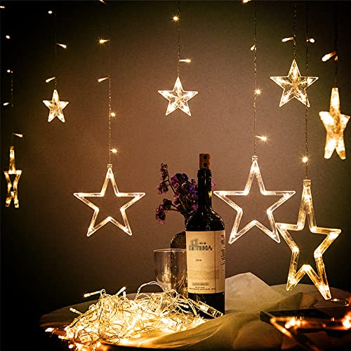LARS360 LED Lichterkette, Sternlichter Lichtervorhang, Mit 8 Leuchtmodi, 138 LEDs, IP44 Wasserfest, für Halloween Weihnachten Garten