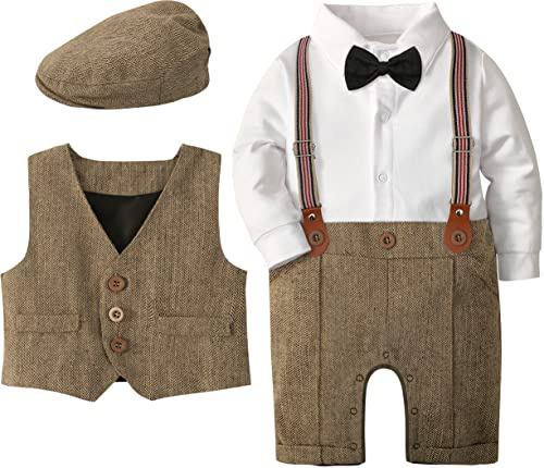 mintgreen Infant Boys Jumpsuit Wedding Christening Suit Set, Brown, 9-12 Months, 80