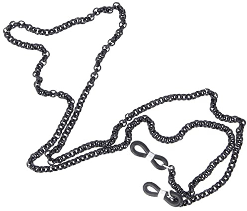 Schlichte nickelfreie Metall-Brillenkette mit Gummischlaufe + Stopper in Schwarz