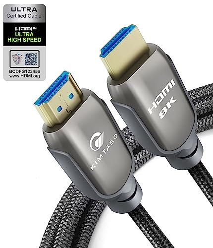 KIMTABO Cavo HDMI 2.1 certificato, 91 cm, cavo HDMI Ultra High Speed, 4K HD 120Hz 144Hz 2K 240Hz 8K HDMI 48Gbps, eARC HDCP 2.2&2.3 HDR 10+ Dolby compatibile con PS5/Xbox Series X/Smart TV 4K