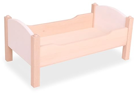 Holzspielzeug-Peitz Kinder-Puppenbett in Weiß aus Massivholz, Spielpuppenbett Puppenmöbel aus Holz zum Kreativen und spaßigem Spielen mit Puppe bis ca. 50 cm in höchster Qualität