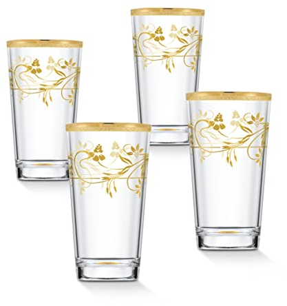 Lorren Home Trends Rosalia Flower High Ball, Set of 4