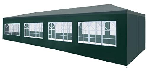vidaXL - Tienda de campaña para fiestas de boda, carpa para exteriores, cenador de jardín, pabellón instantáneo, camping, picnic, barbacoa, refugio 3 x 12 m, verde