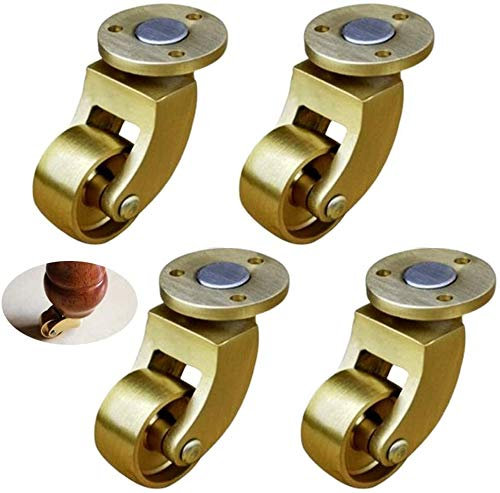 BOCbco Set Mit 4 Lenkrollen Aus Massivem Messing, Schwenkbare Möbelrollen, Tragfähigkeit 105 Kg, Mit Schrauben, Raddurchmesser 25 Mm, Leise, Glatt, Geeignet Für Klavierfüße, Sofas, Vintage-Möbel