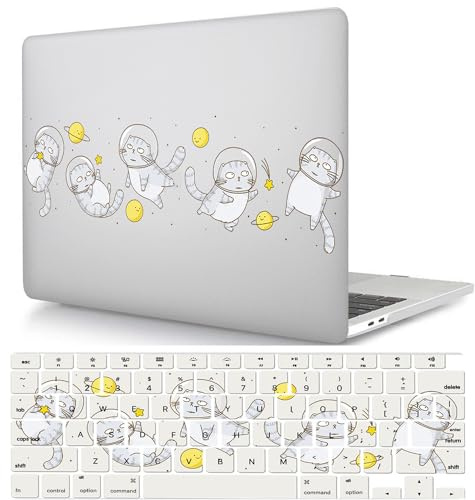 Laptop Hülle für MacBook Pro 13 Zoll Modell A1425 A1502 mit Retina Display 2015 2014 2013 2012 Freisetzung, Plastik Schützend Hartschale Case Cover & Tastaturschutz, Cartoon-Katze