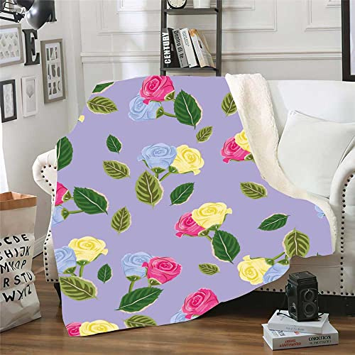 Fluffy Blanket Lilac Rose Yellow Blankets for Beds Flannel And Lamb Wool Antistatic Sherpa Blanket Thick Sofa Throw Soft Lightweight Fleece Blanket Anti-Allergy 180x200cm