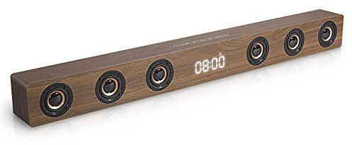 SIGOLY Barre de Son Bluetooth, en Bois, Maison, sans Fil, Bluetooth, Maison, TV, écho, Mur, Audio, HDMI, télécommande, Horloge, Haut-Parleur, système de Son Surround pour TV et Home cinéma. Marriage