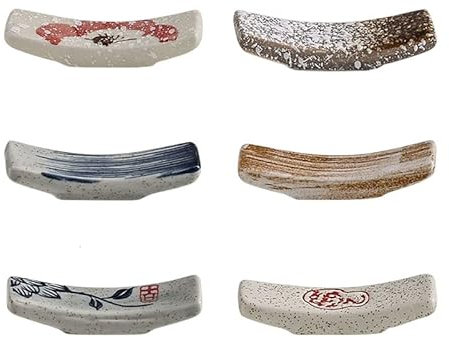 Lot de 5 repose-baguettes en céramique en forme de chat porte-bonheur japonais pour dîner, fourchette, cuillère, couteau (style 1)