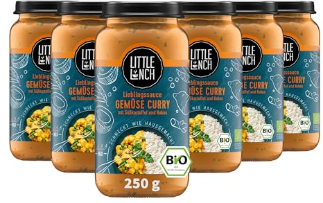 Little Lunch Bio Gemüse Curry | asiatische Sauce für Reis | 100 Prozent Bio-Qualität | Vegan | Ohne zugesetzten Zucker | Laktosefrei | Keine künstlichen Zusätze | Ohne Geschmacksverstärker | 6 x 250g