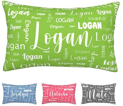 Ronuxon Personalized Add Your Name Pillowcase, Custom Lumbar Pillow Cover with Name, Name Plush Pillowcase 16 x 24, Personalized Gift for Kids Mom Dad Wife Husband, Two-Sides Printed Cushion Covers