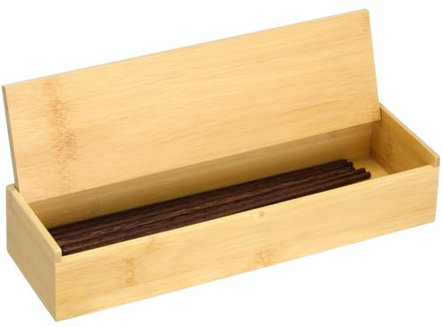 Cabilock Bamboo Chopsticks Box Kitchen Drawer Organizer for Cutlery Silverware Storage Case Rectangular Utensil Box for Tableware Countertop and Restaurant Use 11.81 X 3.54 X 2.36 in