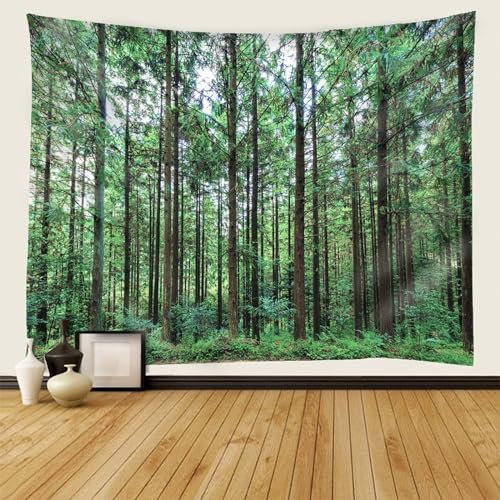 Mesnt Wandteppich Wald Natur, Baumlandschaft Tapisserie Dekoration für Schlafzimmer Wohnzimmer, 240x220cm