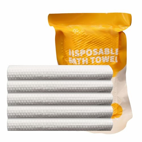 JINYUDOME Disposable Bath Towel, Big Shower Towels, Portable Package for Travel,Hotel, Trip, Camping Use. Soft and Large Luxury Body Towels, 27.5 x 55 inch, White (5)