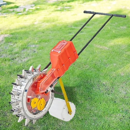 Streuer, Handschub Rollensämaschine, Gartensämaschine mit 16 Mundplatten, Mais Sojabohnen Düngemaschine, Garten Schubsämaschine für Rasen und Garten