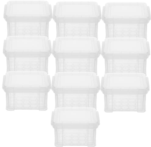 KONTONTY Lot de 10 Petits Contenants Plastique Blanc avec Couvercles, Boîtes de Rangement Faciles à Ouvrir, Solides et Résistantes pour Bijoux et Cosmétiques