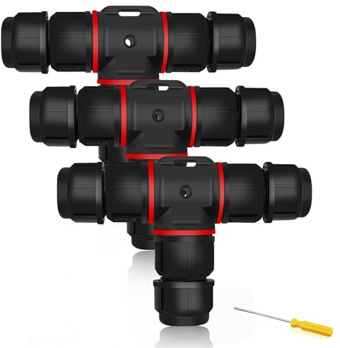 3 Stück Kabelverbinder, Wasserdicht IP68 T-förmige Abzweigdose, 2-polige Erdkabelabzweigdose für Ø3-12 mm Kabeldurchmesser, mit einem Schraubendreher