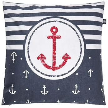 SCHIETWETTER Sonstiges Kissenbezug Anker & Streifen 50x50cm, Kissenhülle, Zierkissen, Dekokissen, gestreift, Anker, maritim