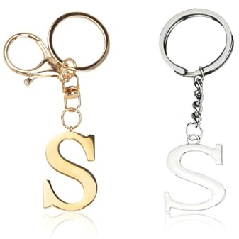 CWPFVQA Porte-Clés Lettre S 2 Pièces, Personnalisé, Acier Inoxydable, Argent, Classique, Pour Femmes, Adulte