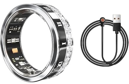 WOL VEE Bague Intelligente, Tracker de Fitness Portable, Moniteur de fréquence Cardiaque, podomètre Intelligent étanche pour Hommes et Femmes - R2 (Noir, 12#)